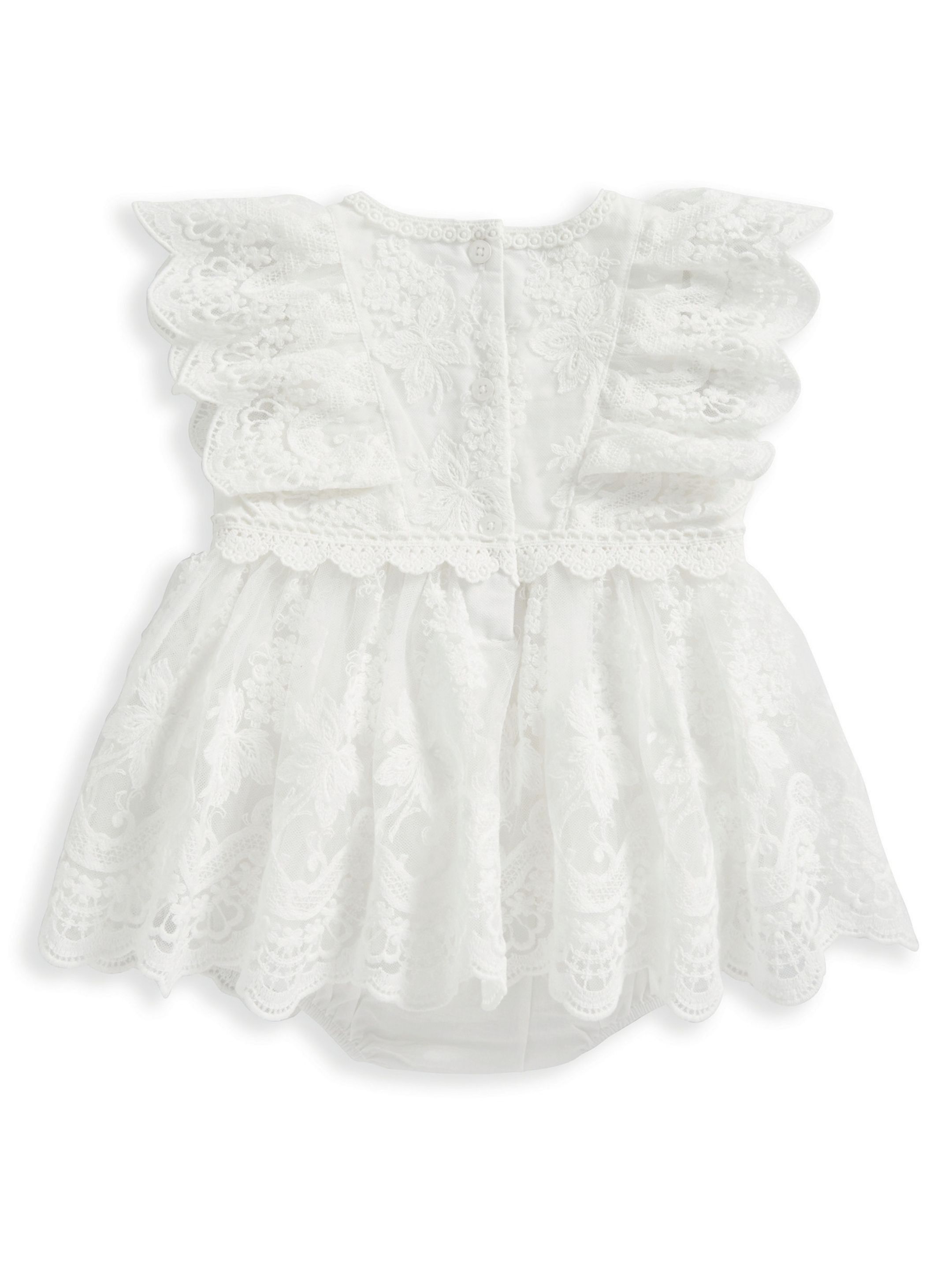 Lace Frill Romper Baby Gift Set with Muslin Blanket, Headband & Lamb Chime image number 4